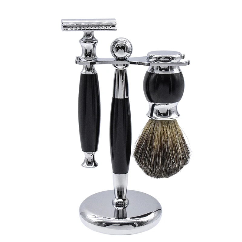 

New designed beard care shaving brush double edge safety razor beard set for men's use