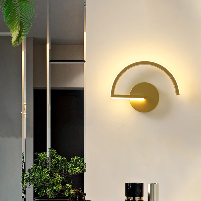 

Modern minimalist wall lamp corridor living room bedroom bedside LED wall lamp black and white gold lamp aisle lighting decorati