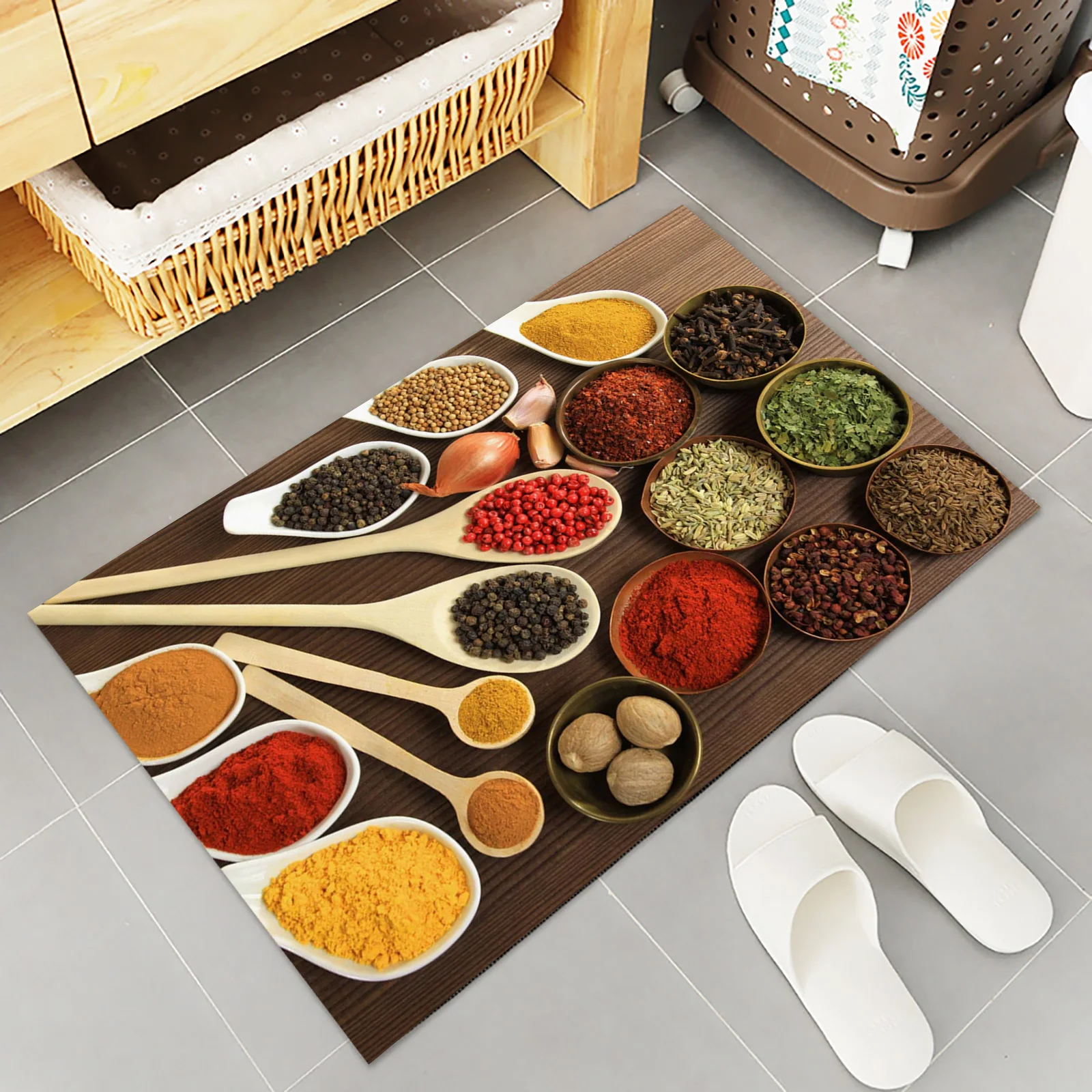 Spices Vanilla Raw Materials Kitchen Mat Long Bedroom Entrance Doormat Home Living Room Carpet Bathroom Non-Slip Rug |
