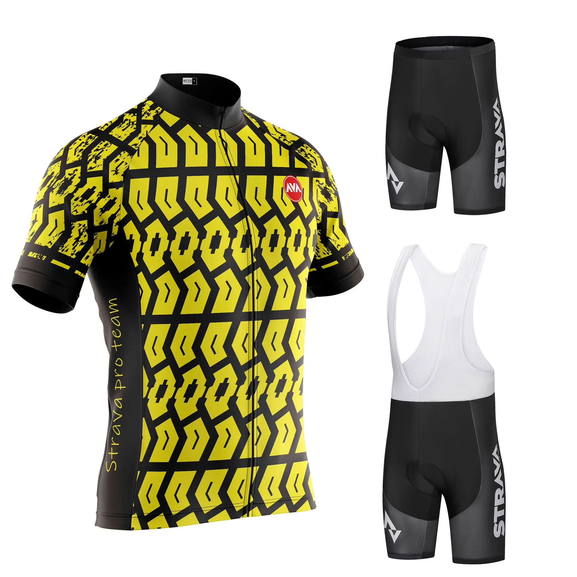 

2022 профессиональная команда STRAVA Велоспорт Джерси Мужской комплект нагрудник шорты Летняя велосипедная Джерси велосипедная гоночная форма...