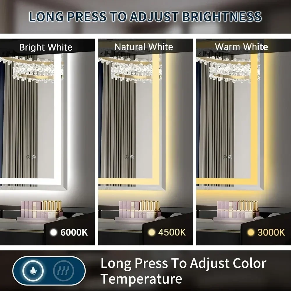 Зеркало с подсветкой и защитой от повреждений регулируемое зеркало 36x48 дюймов