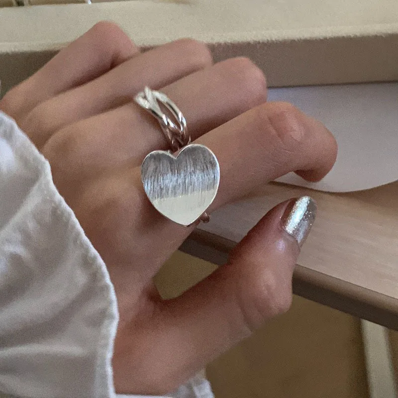 

Vintage Heart Rings For Women Silver Color Metal Engagement Wedding Ring Gothic Jewelry Gift Bague
