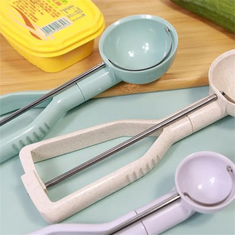 

Пластиковая двухцелевая ложка для мороженого, нескользящая ложка для фруктового мяча, Штабелируемая антипригарная ложка для фруктового льда, прочная кухонная утварь