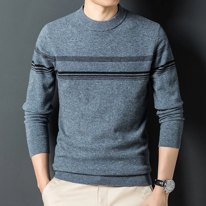 new Men's sweater 2023 autumn and winter middle-aged and youth round neck top fashion casual trend sweater