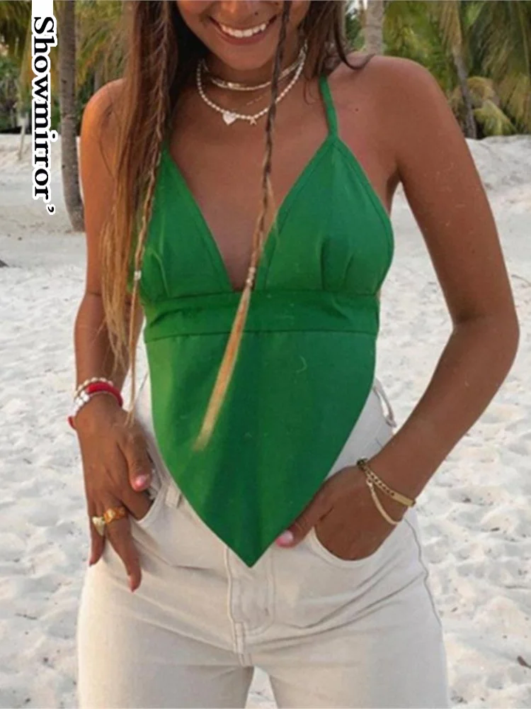 Женский топ с V-образным вырезом открытой спиной и ромбовидным узором | Женская