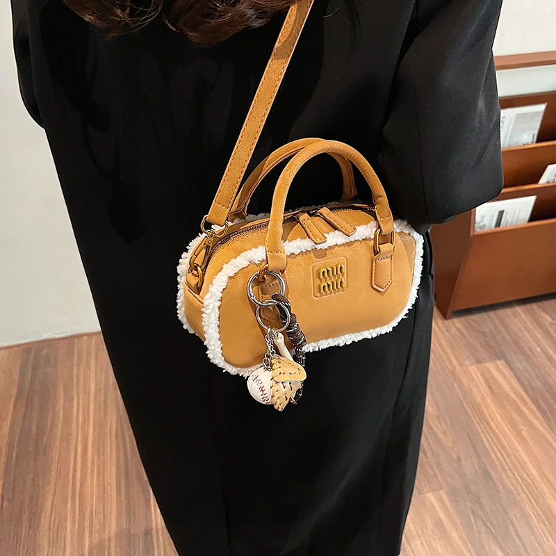 Новая женская сумка для боулинга из овечьей шерсти соответствующий цвету модная