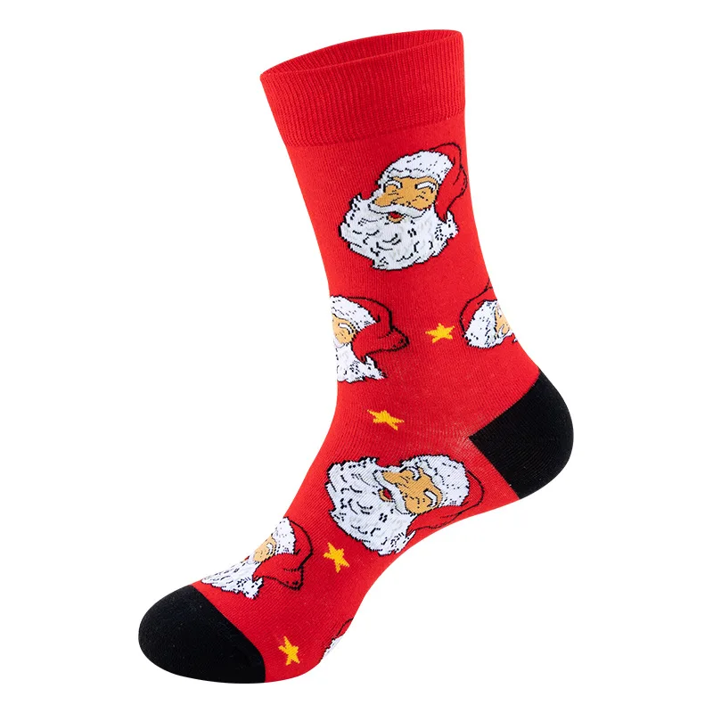 Christmas Socks New Cotton Happy Men's Crew Socks Harajuku Hip Hop Funny Cartoon Santa Claus