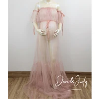 donjudy 2021 sexy see though bridal tulle dresses off the shoulder women tulle maternity dressing gowns dresses for photo shoot