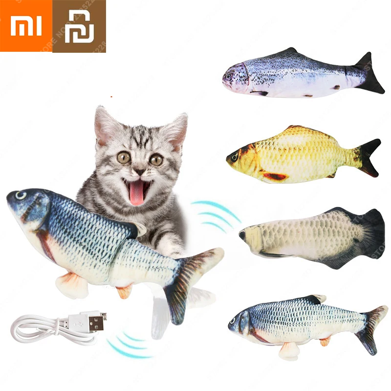 

Xiaomi Домашние животные Электронная Рыба Форма кошки игрушка электрическая зарядка USB имитация мягкая рыба игрушки Смешные кошки жевательны...