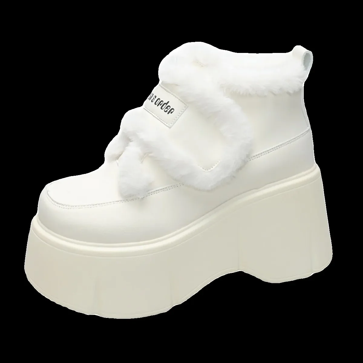 Белые зимние ботинки увеличивающие рост 9 см женские 2024 новые бархатные