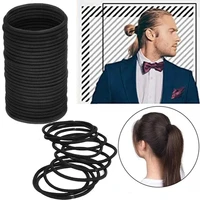 3050100pcs black thick snag free endless hair elastics hairbands ponytail hair ties polyester good pon elasticity solid color