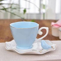 creative butterfly bird coffee cup and saucer set home drinkware 200ml english afternoon tea cup saucers dropshipping gift