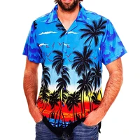2022 mens hawaiian shirt 5xl summer casual fashion 3d print shirt for men loose beach tops coconut tree printed shirt men