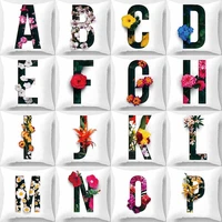 creative lettering letter flower printing throw pillow home decoration car sofa cushion cover