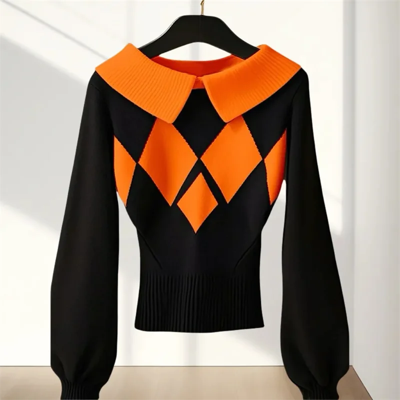 Новинка весна-осень и зима 2025 уникальный очень красивый ромбовидный свитер с