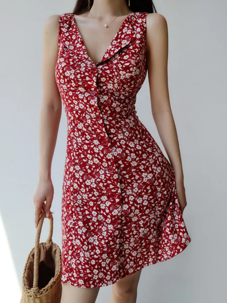 

Платье WOMONGAGA женское Облегающее с вырезом лодочкой, пикантное короткое платье на бретельках без рукавов, с красным и белым принтом, с высоко...