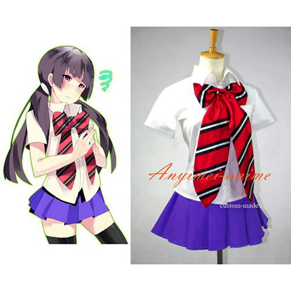 

Kamiki Izumo School Uniform white cotton shirt Purple skirt Cosplay Costume Tailor-made[G631]