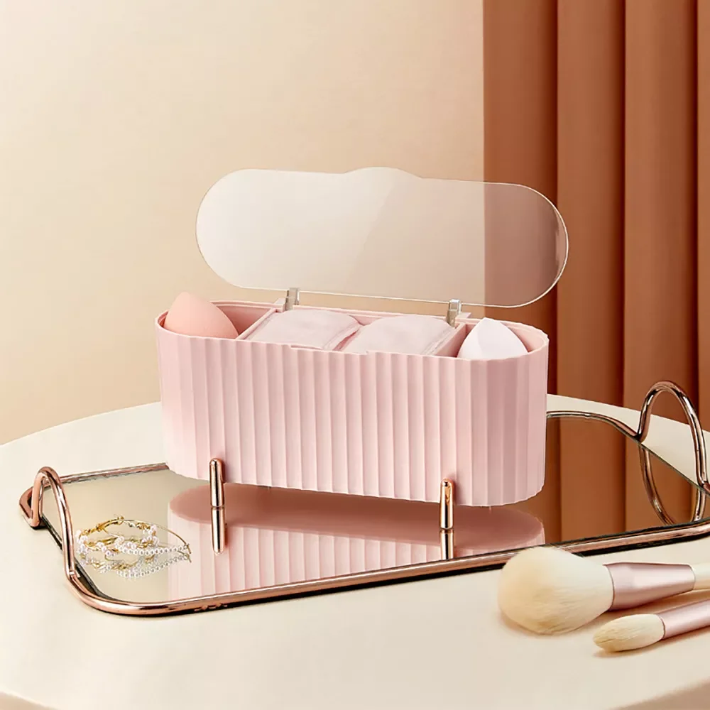 

2023 Desktop Cosmetics Storage Box Dust-proof Makeup Organizer For Cotton Pads Swabs Beauty Egg Holder Bathroom Jewelry Organiz