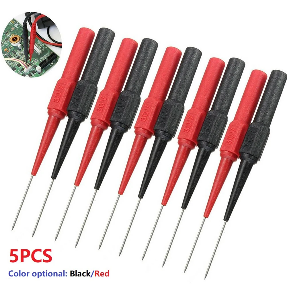 

5 Pcs Insulation Piercing Needle Non-destructive Multimeter Test Probes Red/Black 30V-60V For Banana Plug