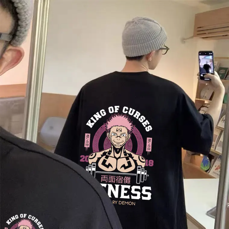 

Japanese Anime Jujutsu Kaisen Ryomen Sukuna King of Curses Fitness Imaginary Demon T-shirt Men Manga Fitness Gym Funny T Shirts