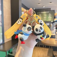 creative sports panda keychain cartoon cute doll keyring fashion couple bag ornament key chain car pendant accessories gift