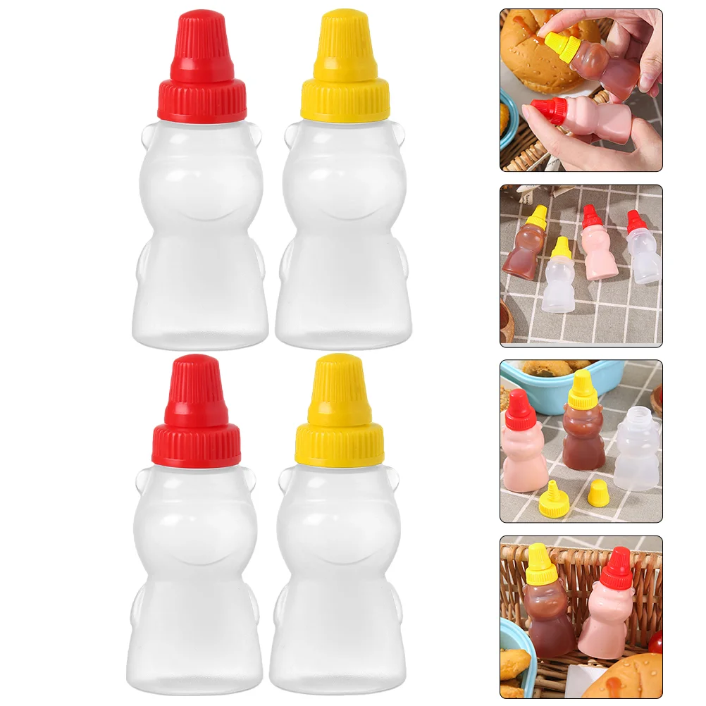 

4pcs Household Salad Ketchup Bottles Mini Squeeze Bottles Portable Sauce Holders