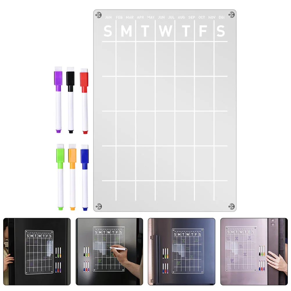 

Monthly Plan Message Board Magnetic Calendar Acrylic Whiteboard Fridge Sheet Dry Erase Refrigerator Clear Refrigerators