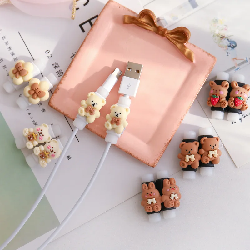 

2PCS Data Line Protective Sleeve Durable Wear-resistant Cable Protector Cover Dirt-resistant Charger Cord Winder Stable