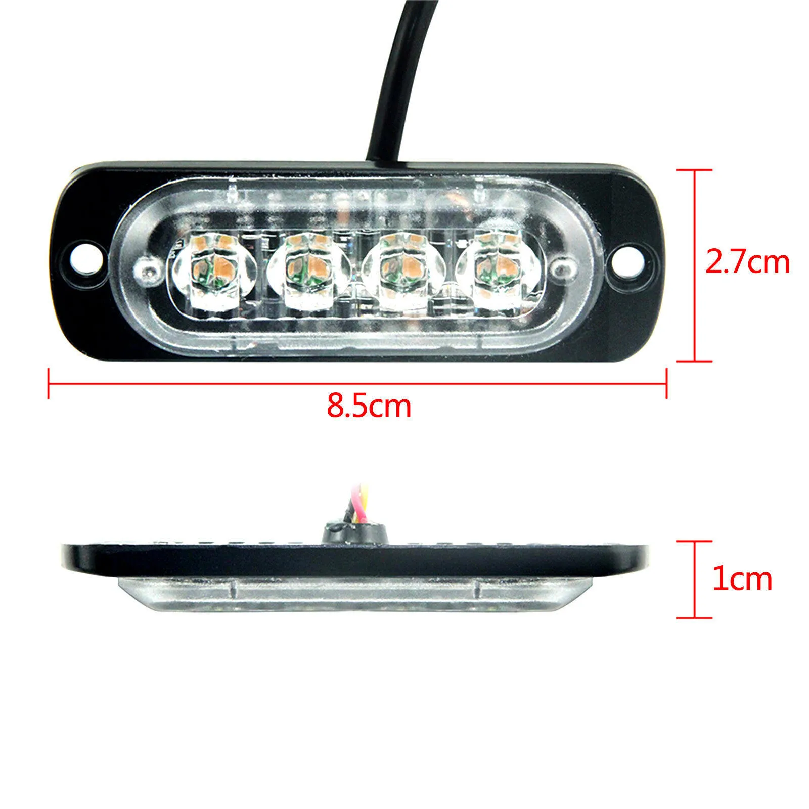 

Lightbar Truck Car Urgent Light 4pcs/light Black Shell+Transparent Lens