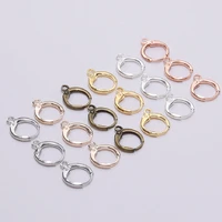 1412mm 30pcs metal earring jewelry making accessories copper clip earring clasps hooks findings with loop clasp round base diy