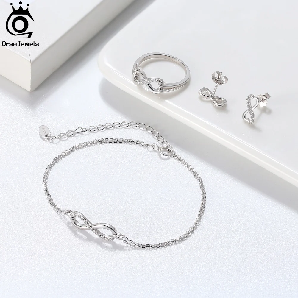 ORSA JEWELS браслет-цепочка с прозрачным фианитом Бесконечность стерлинговое серебро