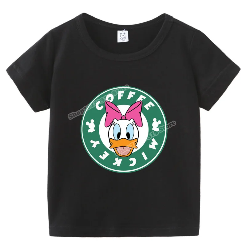 Disney Mickey Kids T-Shirts Minnie Mouse Cartoon O-neck Casual Black White Short Sleeve Tees Summer All-match Cute Girls Clothes | Детская