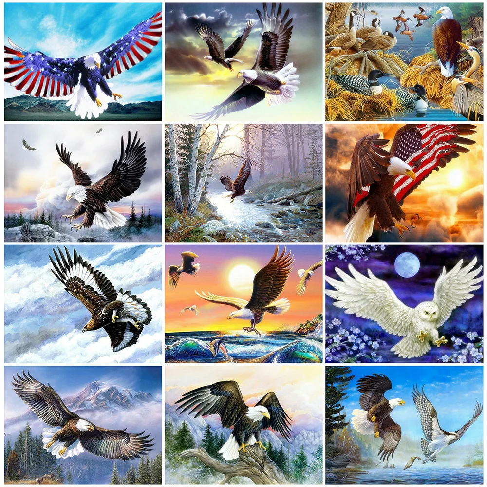 

Алмазная 5D картина HUACAN с орлом, полноразмерная/круглая вышивка, мозаика, наборы для домашнего декора, подарок