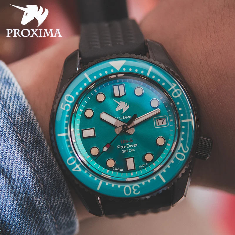 

Proxima Mens Automatic Watches 62Mas Men Watch Mechanical Wristwatch Diving 300M Waterproof Luminous Sapphire Ceramic Bezel NH35