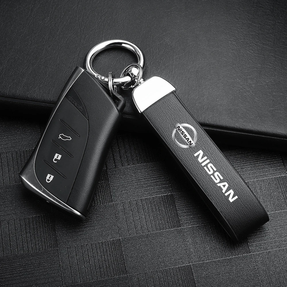 

Luxury Metal Leather Car Badge Keychain Rings Key Chain Keyring Accessories For Nissan Qashqai j11 j10 juke x trail t32 Tiida