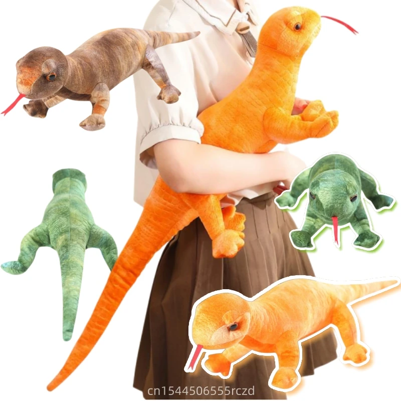 Имитация гигантской длинной ящерицы 100 см плюшевая кукла реалистичная оранжевая