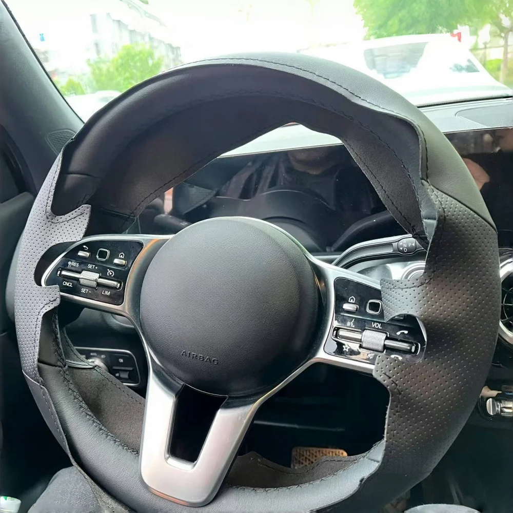 

Mercedes - Benz A - Class 2019 - 2020 GLC GLB 2020 CLS 2018 - 2020 Пуховое плетение автомобильных аксессуаров Набор рулевого колеса кожа