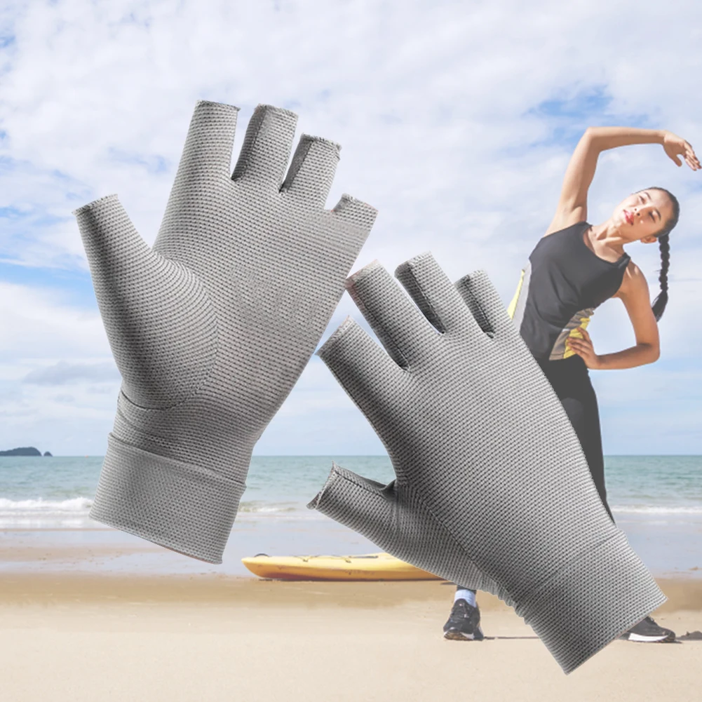 

Перчатки велосипедные с открытыми пальцами, дышащие Нескользящие эластичные удобные универсальные спортивные аксессуары из мягкой сетки для бодибилдинга