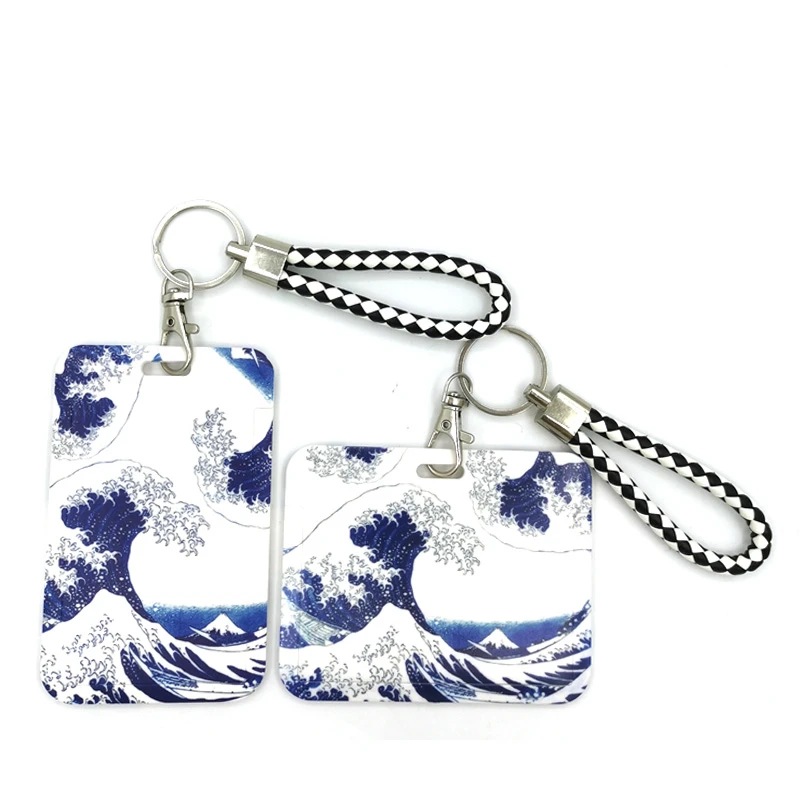 

Волнистый брелок для ключей Kanagawa Hokusai, автомобильный брелок, идентификационная карта, бейдж для спортзала, детский брелок для ключей, держат...