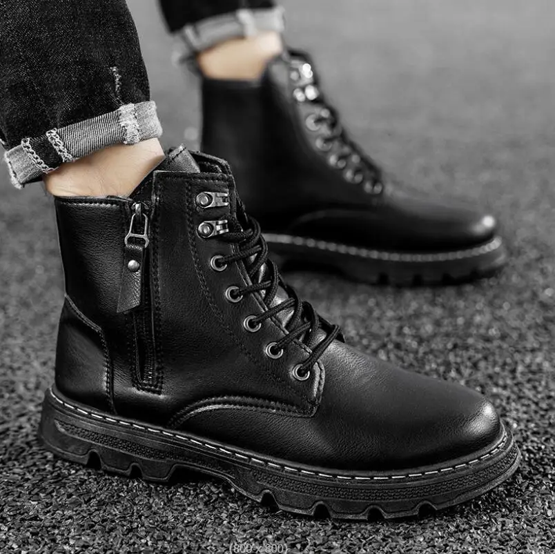 

Shoes sneakers 2022 autumn winter new high top British style Martin boots thick bottom motorcycle men's Boots tenis masculino