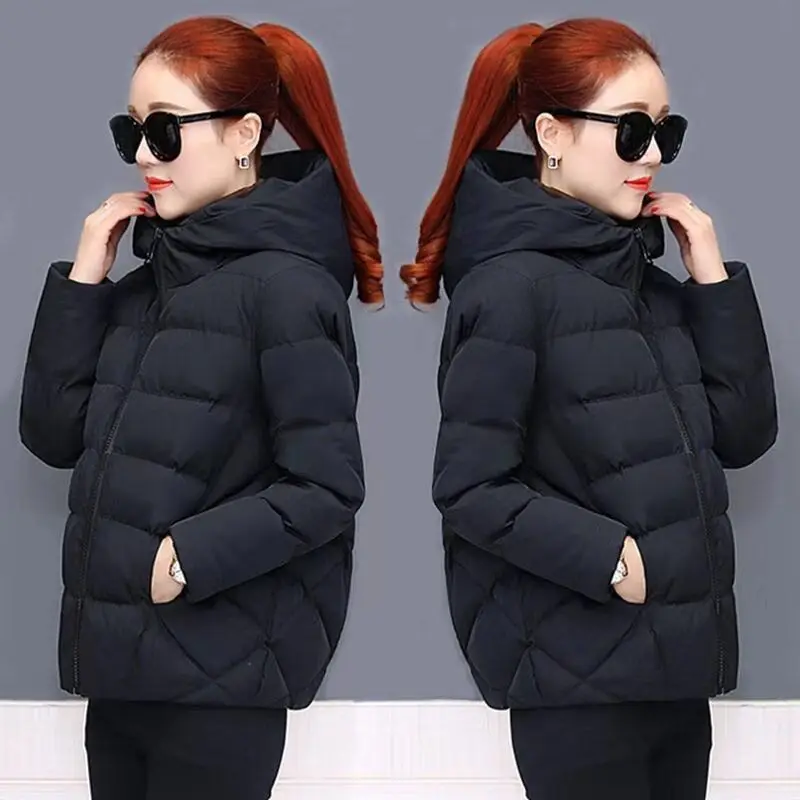 2022 New Hooded Thick Warm Short Jacket Cotton Padded Parka Basic Coat Female Winter Parkas Women Jacket Outerwear