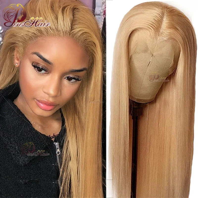 Ed Lace Front Wigs Human Hair Ginger Blonde 13x4 Straight Lace Front Wigs #27 Colored Transparent Lace Wig