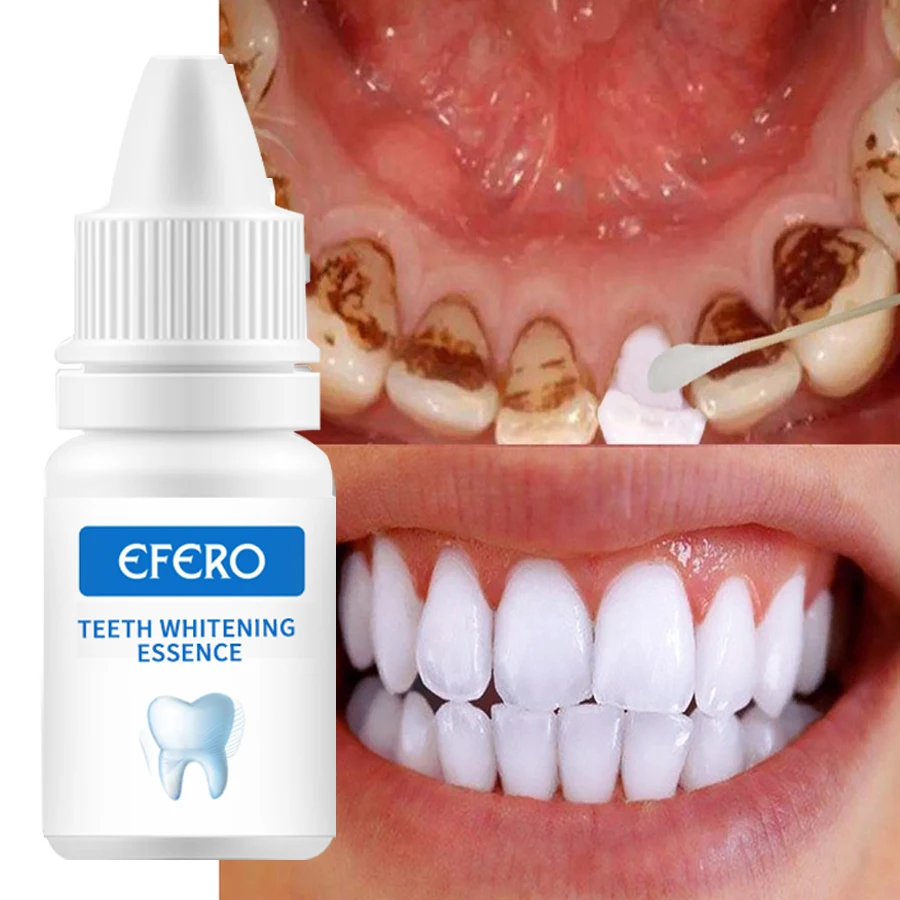 Teeth Whitening Serum Essence Remove Plaque Stains BrightenTeeth Oral Hygiene Cleansing Bleaching Tool With Cotton Swabs EFERO
