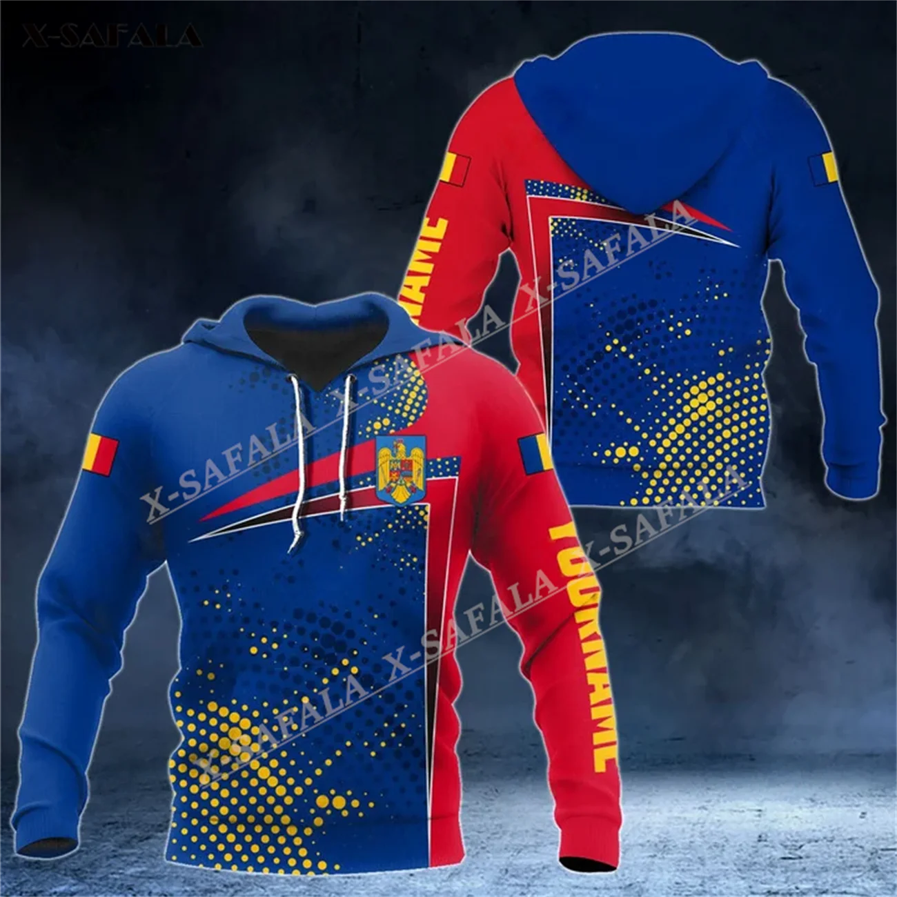 

Толстовка мужская с принтом флага Румынии, пуловер на молнии, свитшот с капюшоном, Джерси, верхняя одежда, герб Румынии, подарок с флагом орл...