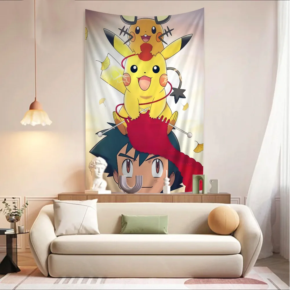Cute P-Pokemon P-Pikachu Printed Large Wall Tapestry Hanging Tarot Hippie Rugs Dorm Home Decor