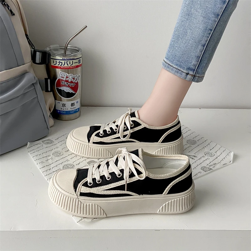 New Thick Soled Canvas Shoes for Women New Spring and Autumn Versatile Shoes Casual Sports Shoes Retro Board Shoes