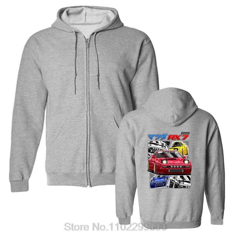 JDM Mazda RX-7 Turbo II Толстовка с капюшоном Initial D FC3S Манга принтом Япония Уличная одежда