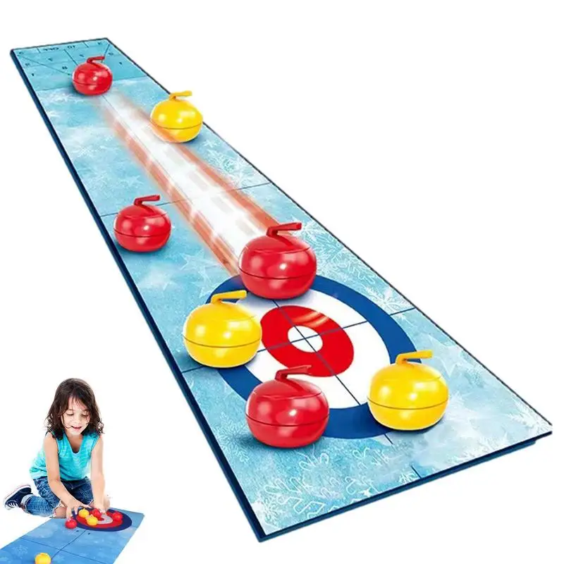 

Curling Game Table Top Travel Compact Curling Game Set Tabletop Curling Game For Kids Adults & Family Fun Indoor/Outdoor Sports