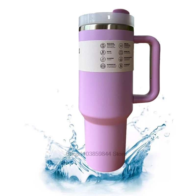 Стакан на 40 унций с ручкой соломинка H2.0 термос из нержавеющей стали вакуумной