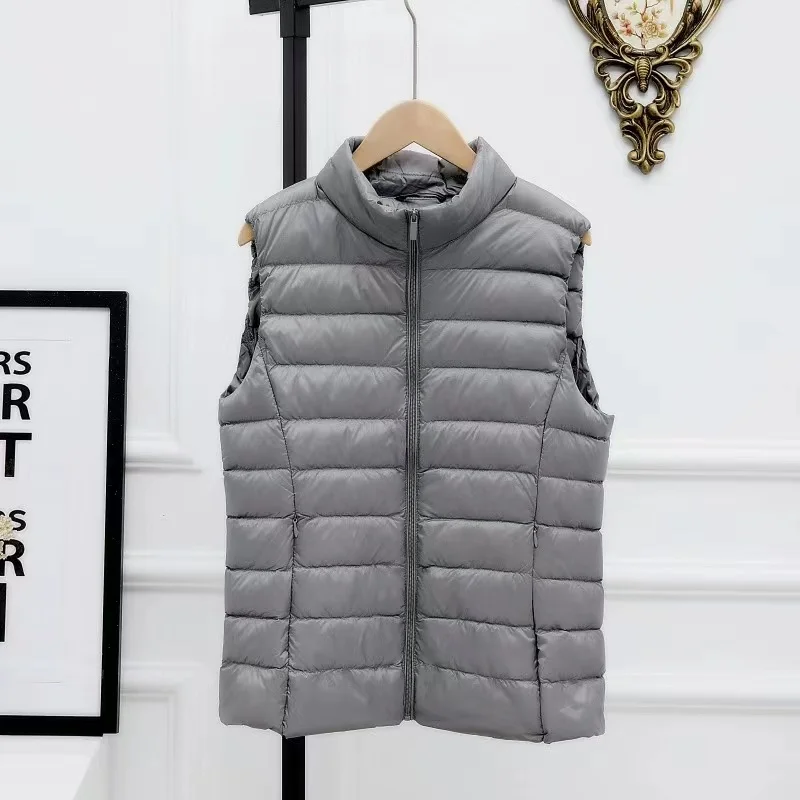 Women's Autumn Duck Down Warm Vest Sleeveless Stand Collar Portable Quilted Vests Female 2023 Winter Solid Casual Woman Jacket